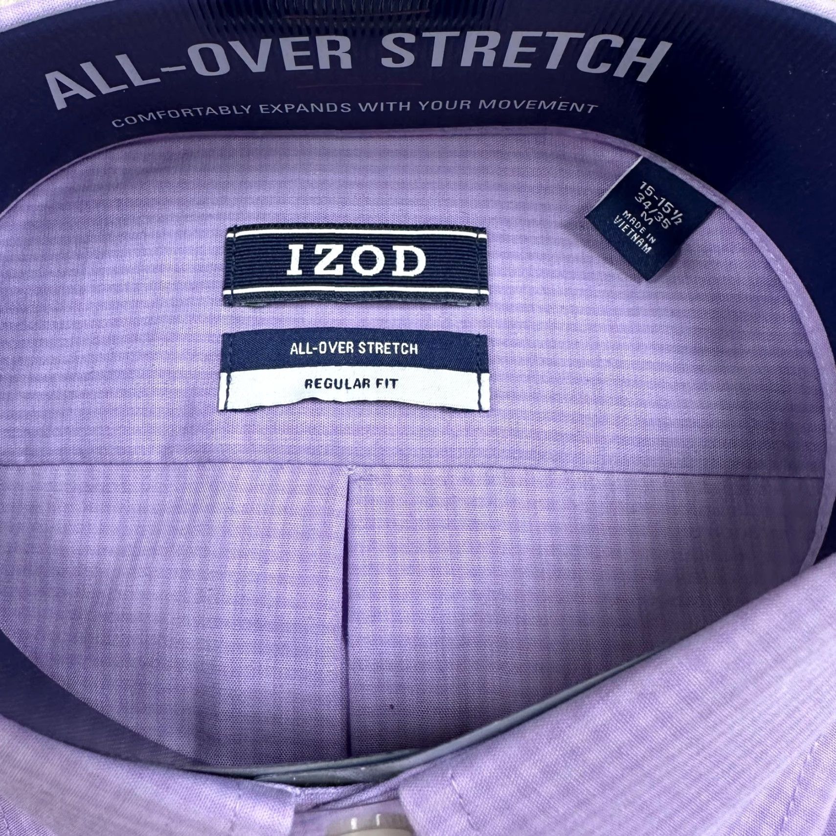 Izod IZOD Shirt Mens Medium Hyacinth Purple All Over Stretch Regular Fit Button Up Shirt Size US M / EU 48-50 / 2 - 3 Thumbnail