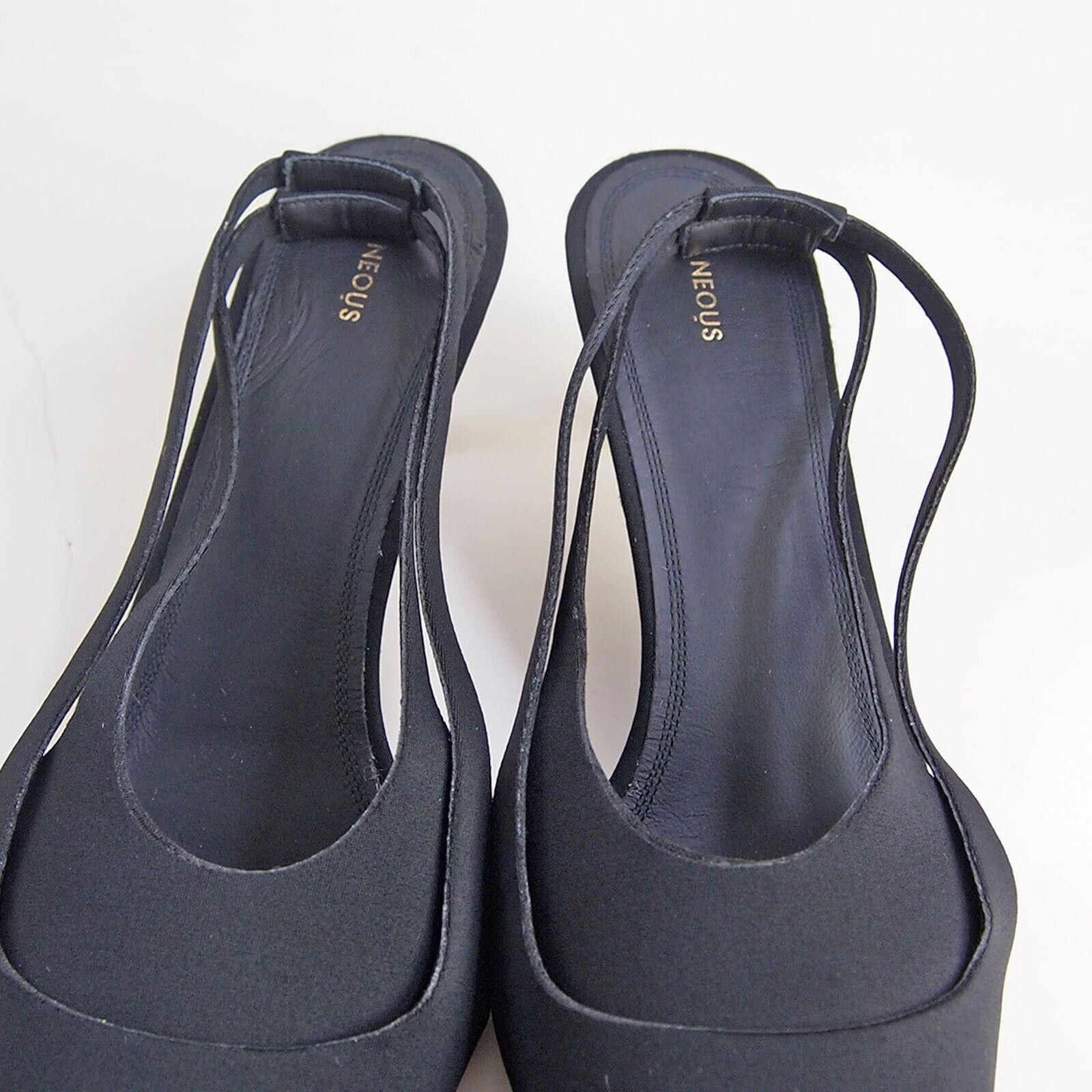 NEOUS Neous Slingback Sandals Black Fabric Leather US 10 EU 40 Size US 10 / IT 40 - 3 Thumbnail