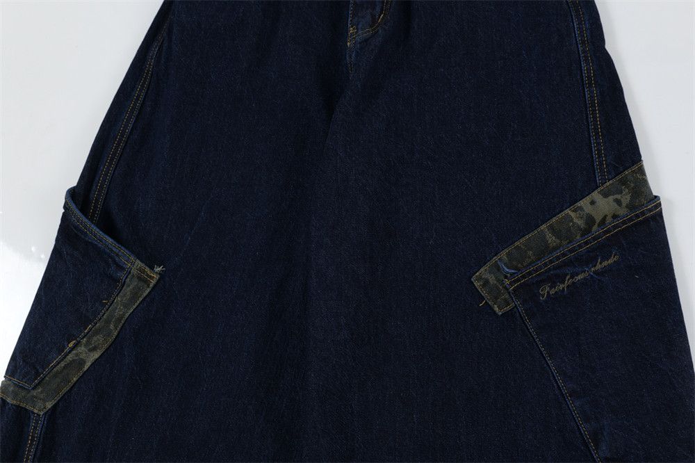Japanese Brand × Vintage Men's loose wide-leg scimitar jeans with patch pockets Size US 34 / EU 50 - 6 Thumbnail