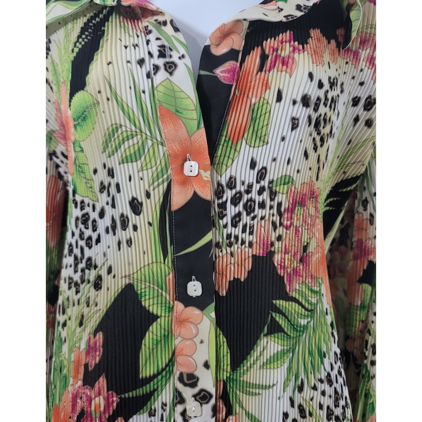 Other Cato Woman Black Orange Floral Accordion Pleats Top 14 16 Size XL / US 12-14 / IT 48-50 - 6 Thumbnail