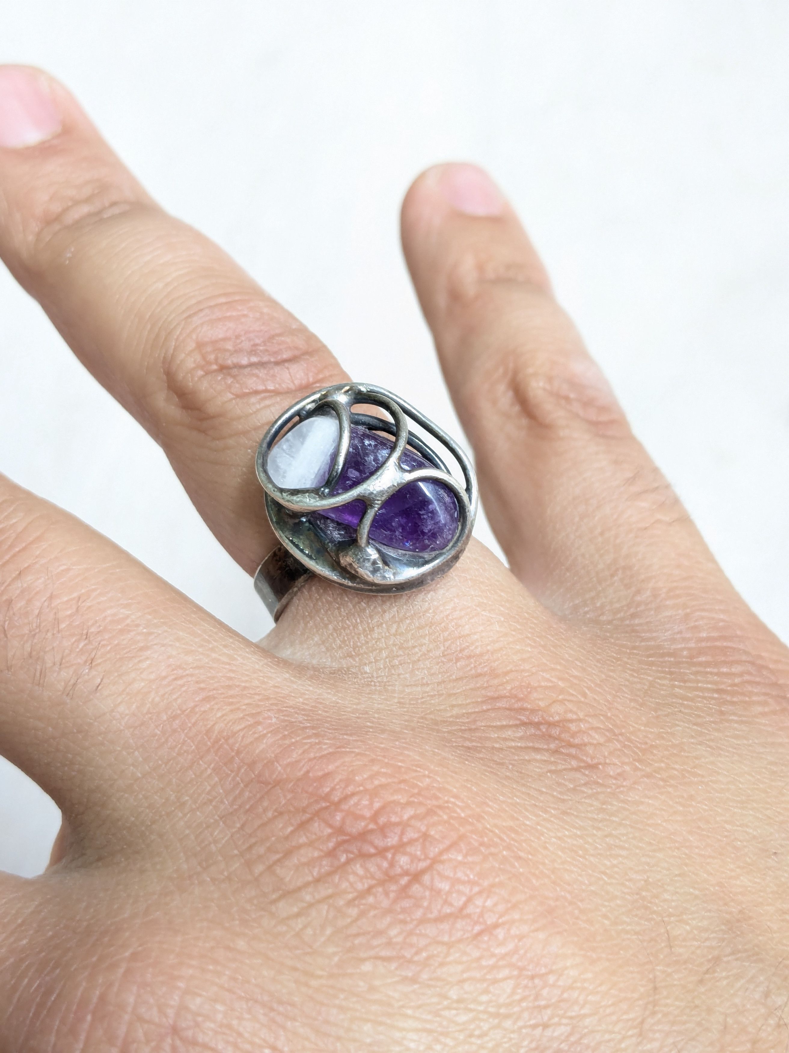 Jewelry × Vintage Vintage Sterling Silver Amethyst Ring Purple Denmark Size ONE SIZE - 11 Thumbnail