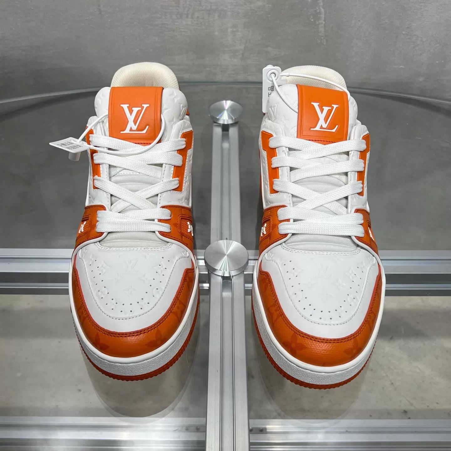 Louis Vuitton LV Trainer White Orange AOP UK5/39 Size US 6 / EU 39 - 1 Thumbnail
