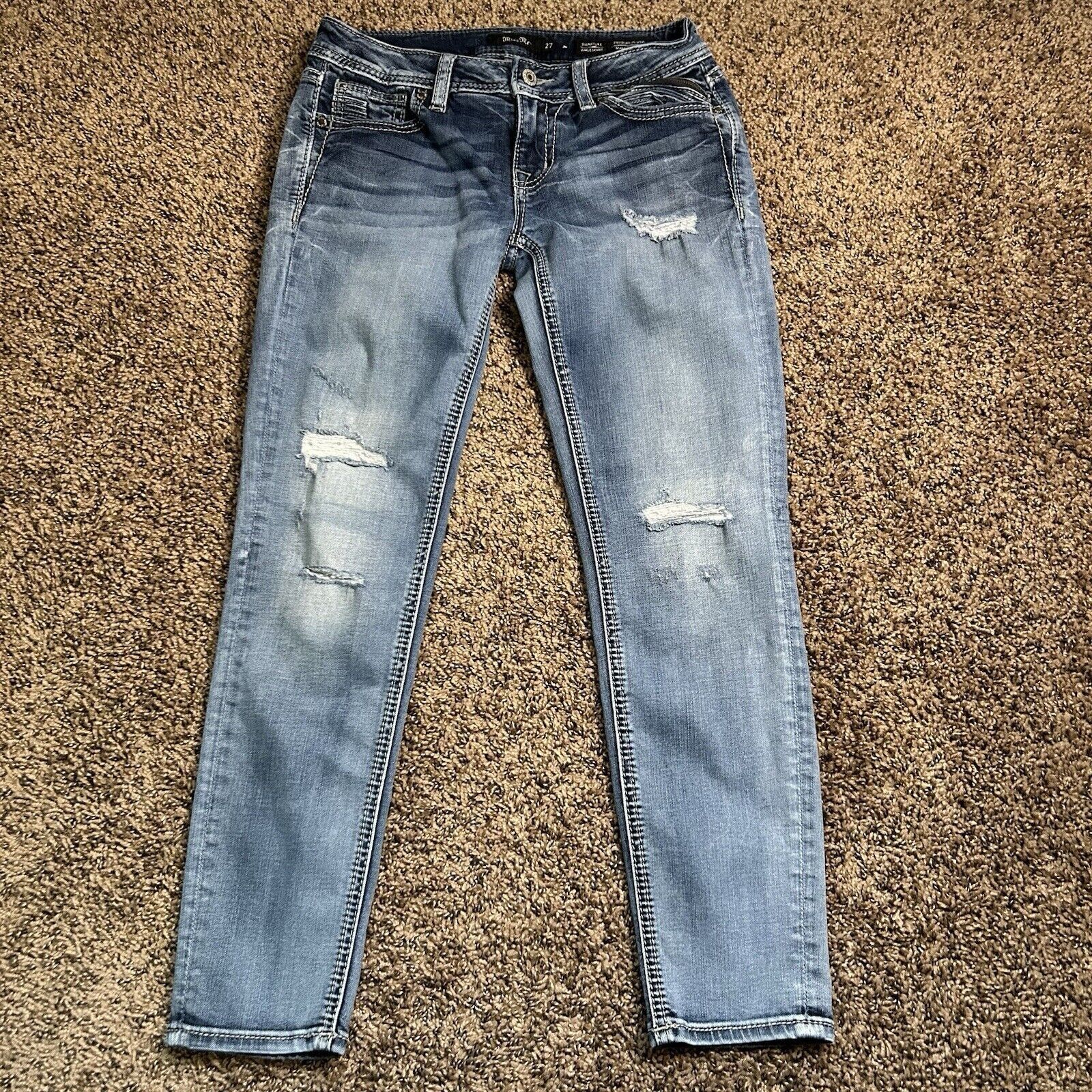Miss Me Miss Me Ankle Skinny Low Rise Jeans Distressed Sz 27 Size 27" / US 4 / IT 40 - 1 Thumbnail