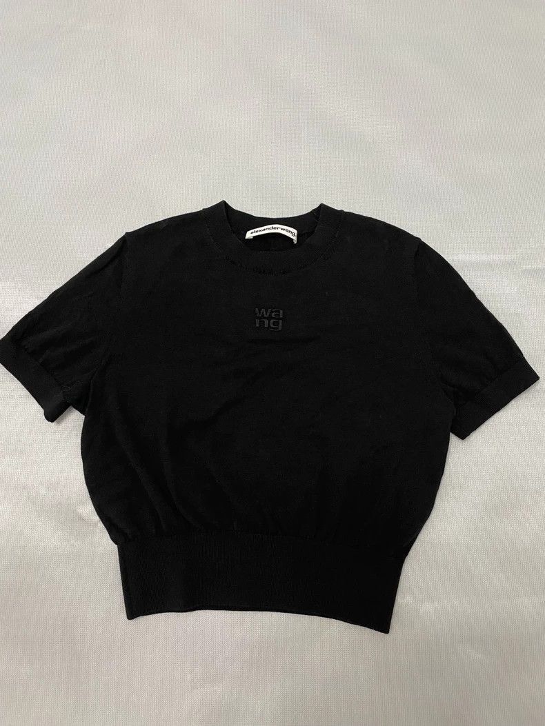 Alexander Wang Black Knit Short Sleeve Top-