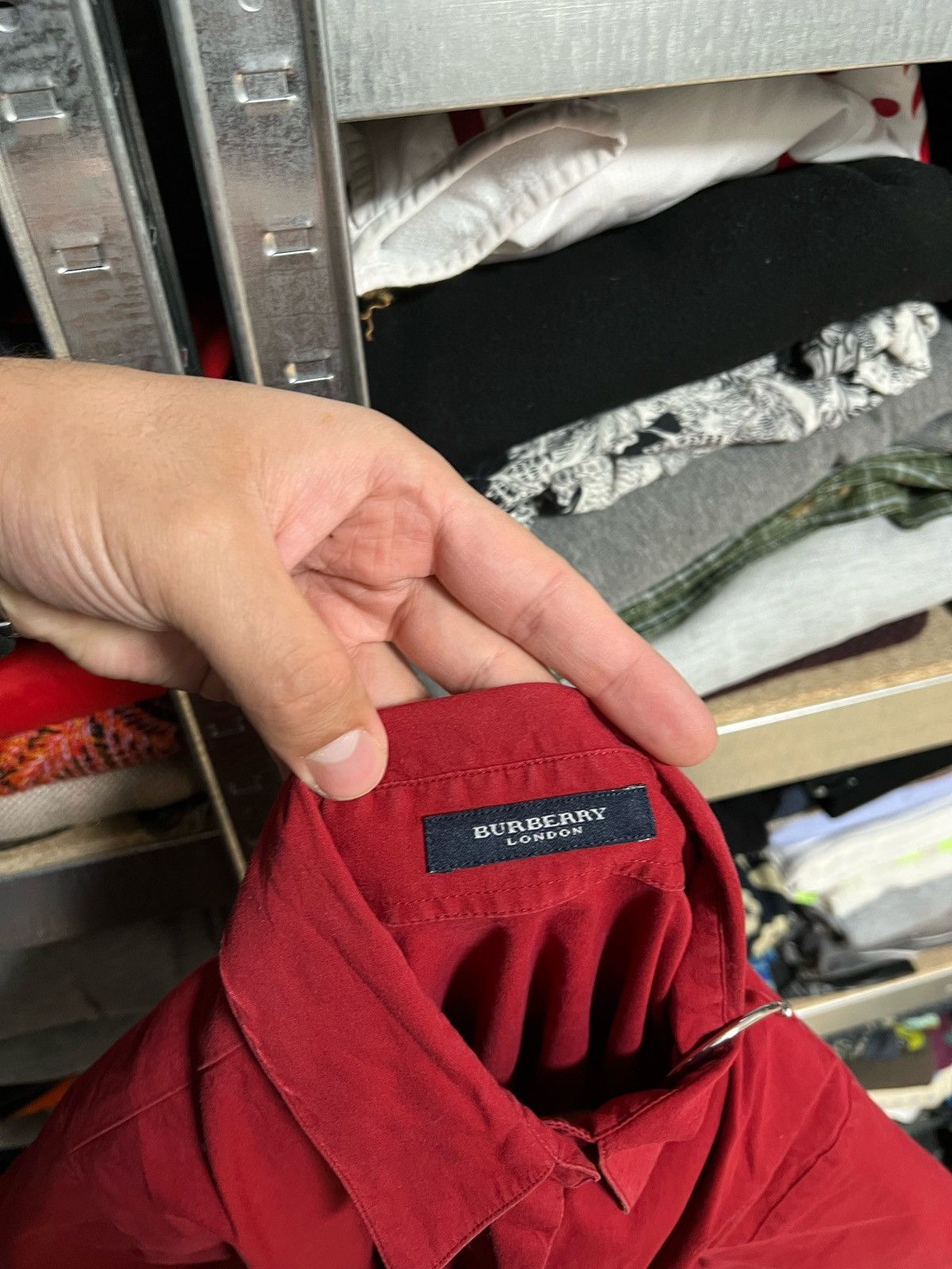 Burberry × Vintage Burberry Button Up Cotton Shirt Long Sleeve Red Size 44 Size M / US 6-8 / IT 42-44 - 5 Thumbnail