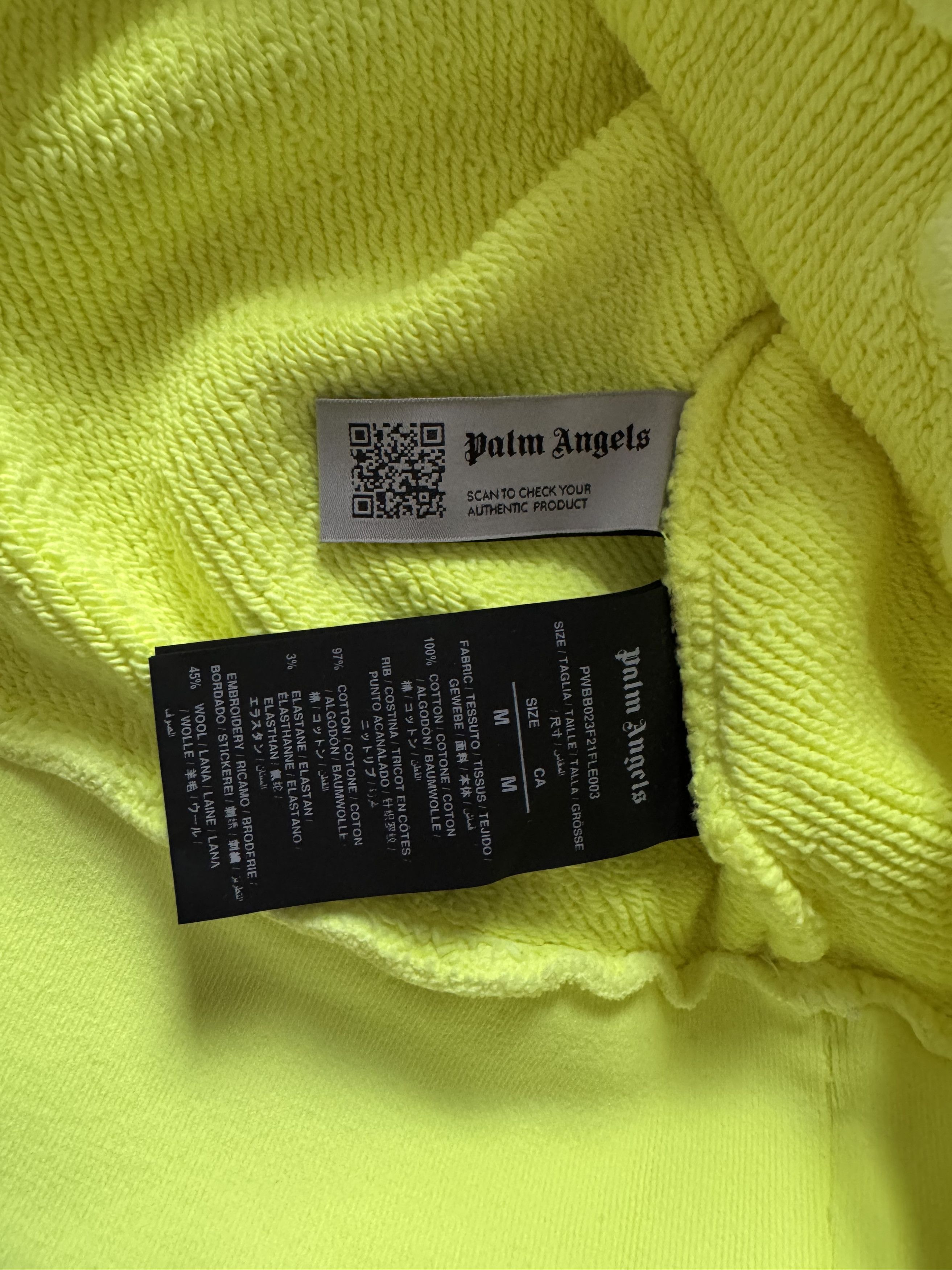 Palm Angels Bear Hoodie Sprayed Yellow Fluo