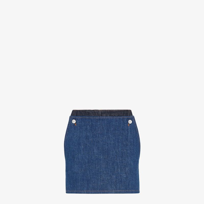 Fendi o1loc1c0126 Two-Tone Denim Skirts in Blue Size 27" / US 4 / IT 40 - 1 Thumbnail