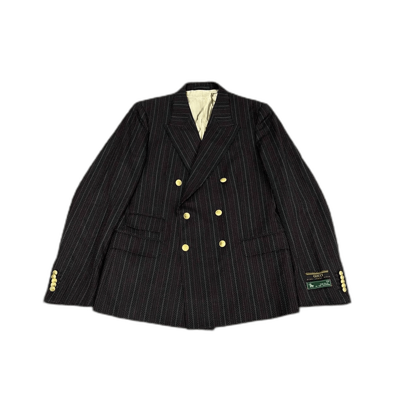 Gucci Gucci Striped Blazer with Gold Buttons Size L / US 10 / IT 46 - 1 Thumbnail