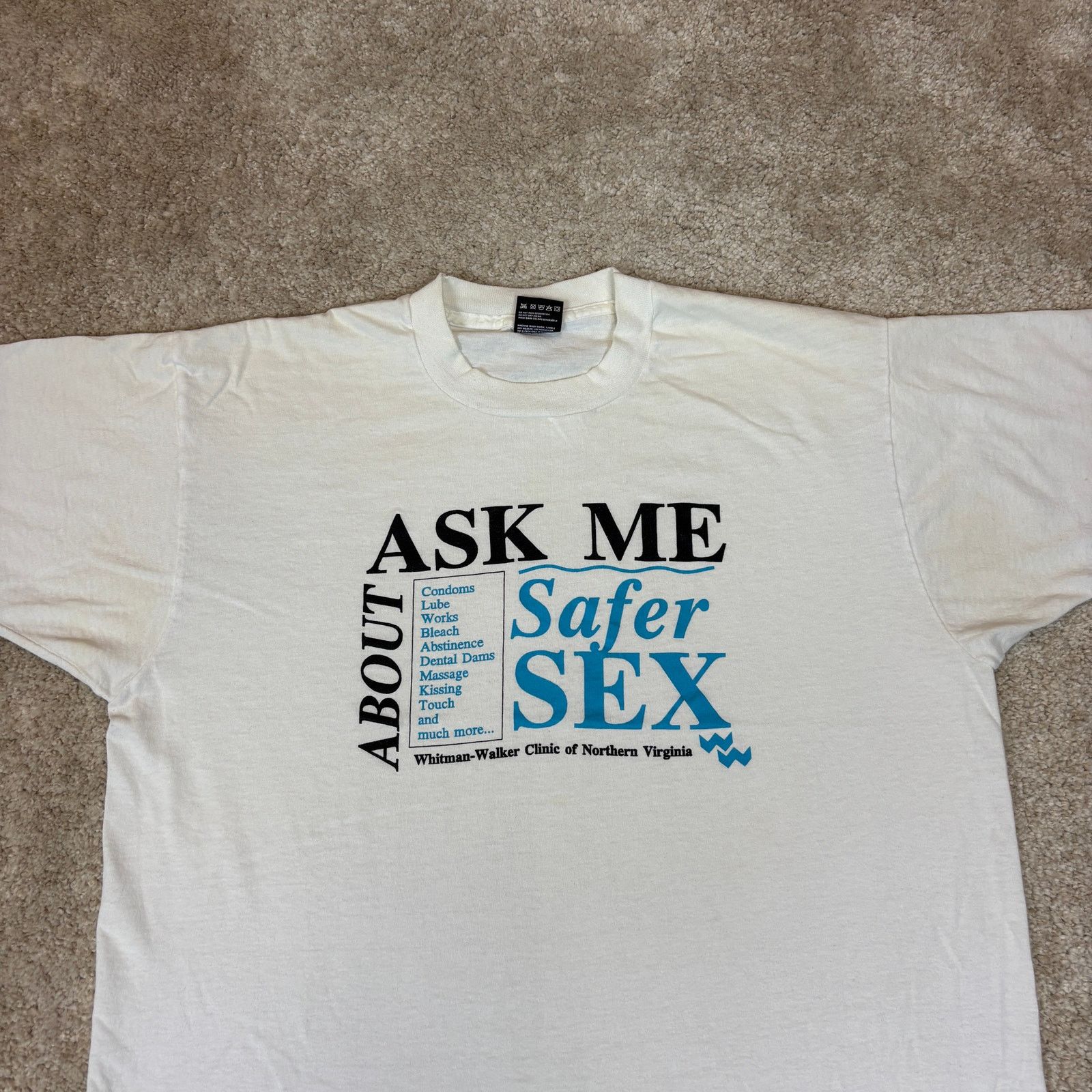 Fruit Of The Loom × Vintage Vintage 90s Ask Me About Safer Sex Single Stitch Shirt XL Size US XL / EU 56 / 4 - 2 Thumbnail