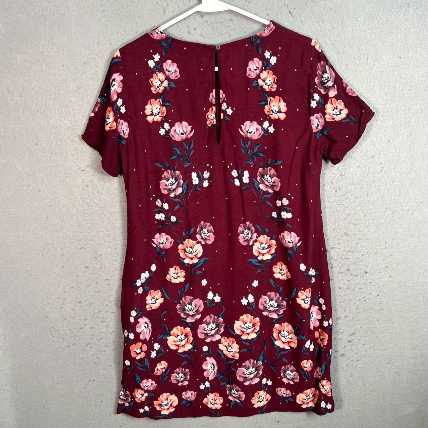 Abercrombie & Fitch VINTAGE Abercrombie & Fitch Women's Short Sleeve Sundress Size Small Burgundy Floral 90s Size 28" / US 6 / IT 42 - 2 Thumbnail