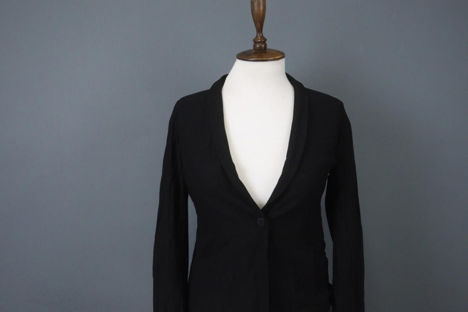 Eileen Fisher Eileen Fisher Black Viscose Blend Blazer Jacket Size PP Size M / US 6-8 / IT 42-44 - 2 Thumbnail