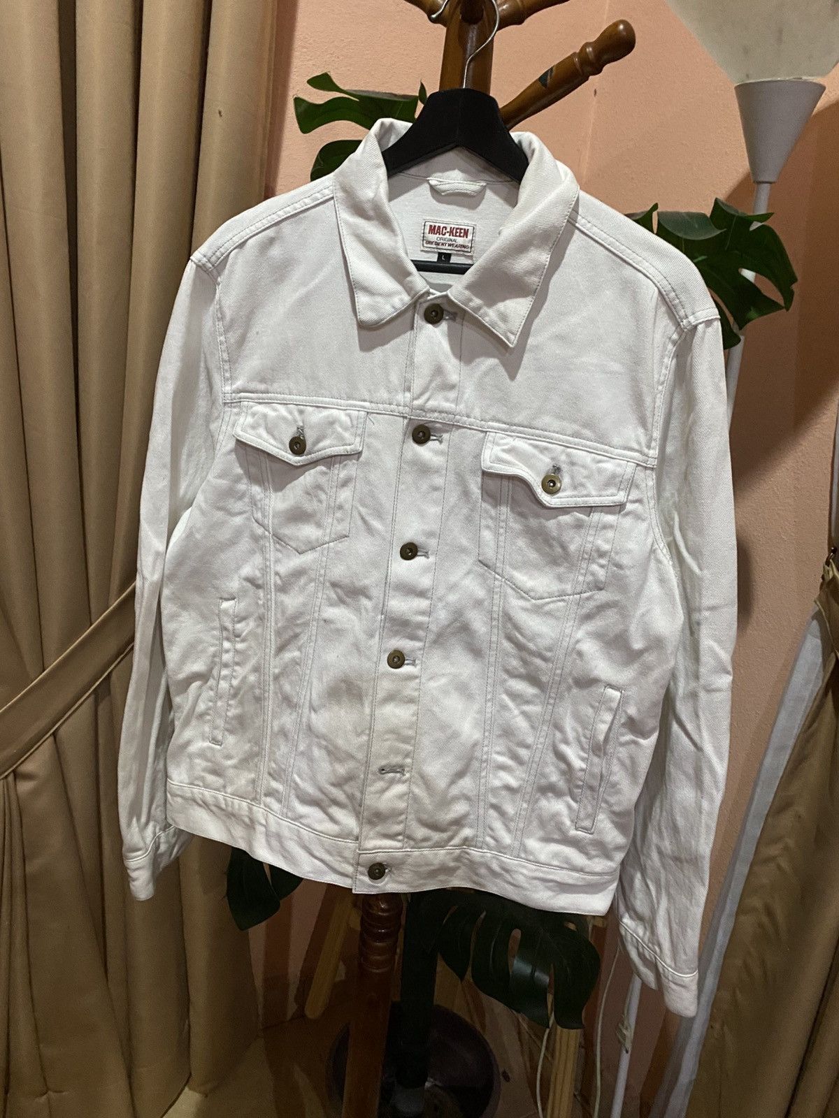 Vintage Vintage Mac-Keen White Denim Trucker Jacket– Japan Tag Size US L / EU 52-54 / 3 - 4 Thumbnail