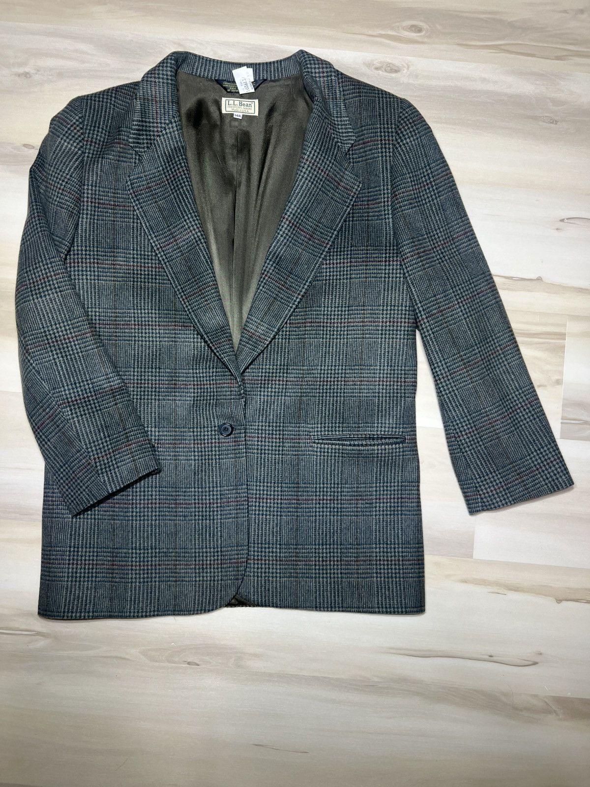 Designer × L.L. Bean × Vintage VTG LL Bean Blazer Cashmere Wool Houndstooth Plaid Size 14R Size XL / US 12-14 / IT 48-50 - 4 Thumbnail