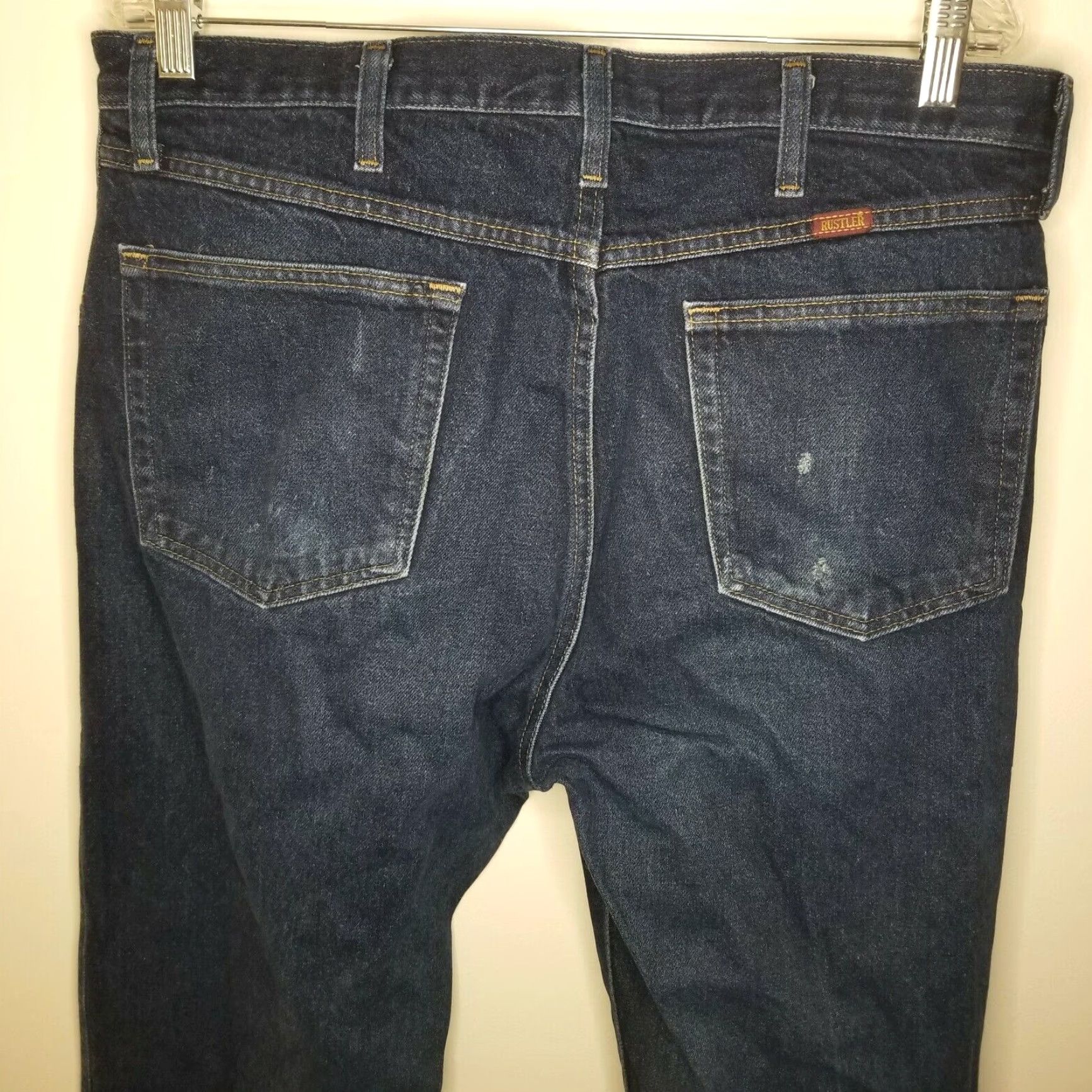 Vintage Rustler Mens Blue Straight Jeans Size 36x34 Size US 36 / EU 52 - 6 Thumbnail