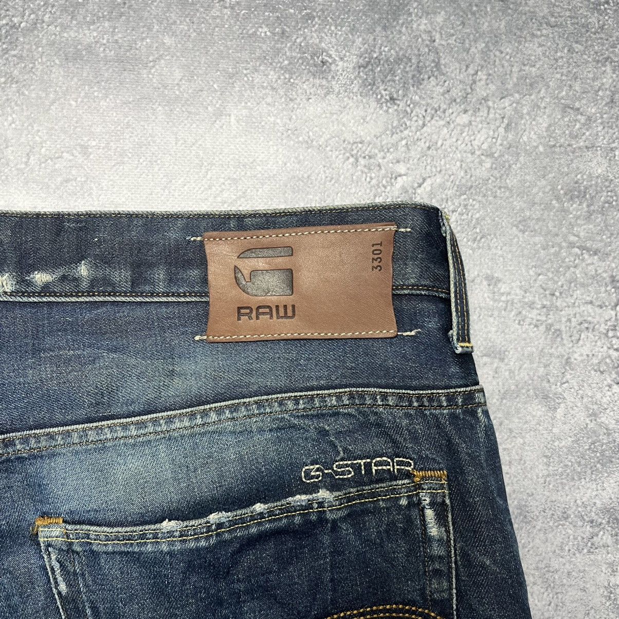 G-Star Vintage G-Star RAW 3301 Low Tapered Distressed Denim Jeans Size US 38 / EU 54 - 22 Thumbnail