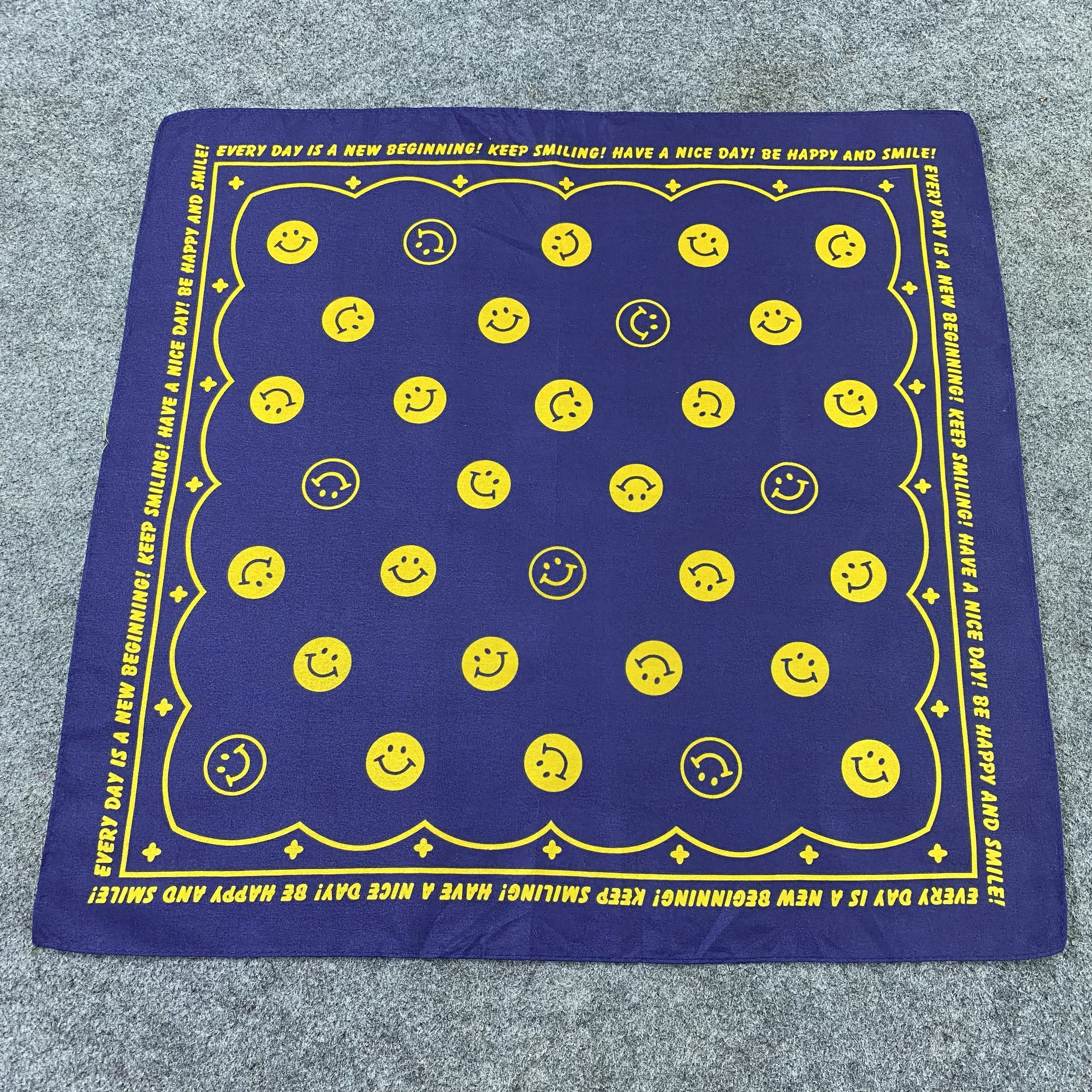 Japanese Brand Smile Face Monogram Handkerchief /Bandana /Neckerchief-B1392 Size ONE SIZE - 3 Thumbnail
