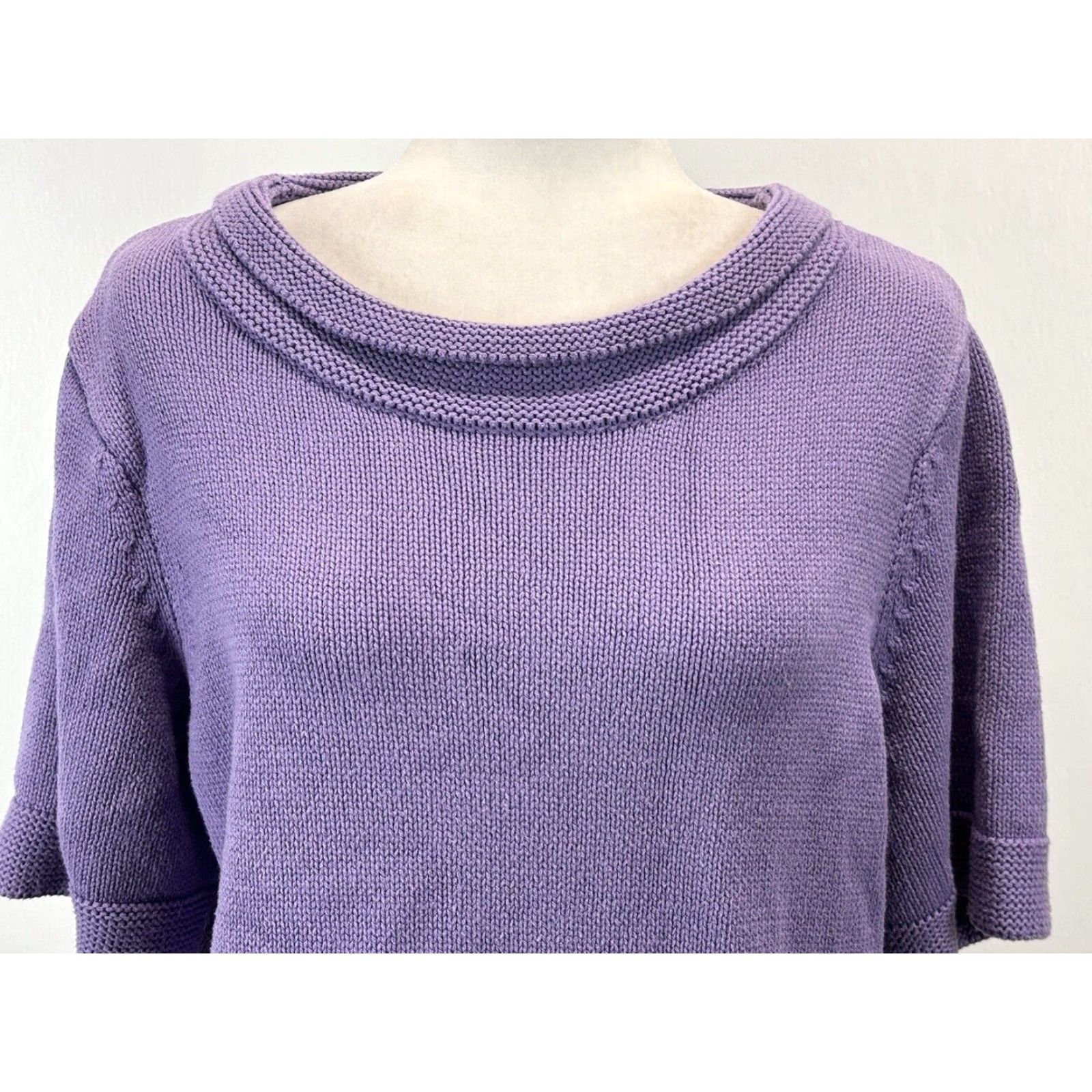 Orvis Orvis Women's Short Sleeve Boat Neck Sweater Medium Purple Cotton Blend Size M / US 6-8 / IT 42-44 - 5 Thumbnail