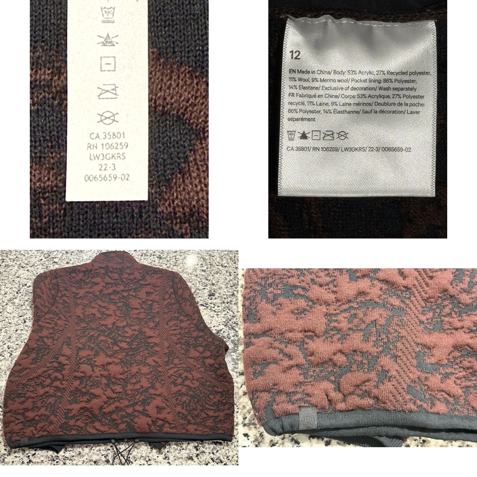 Lululemon VINTAGE Lululemon Women’s Jacquard Multi Texture Sweater Jacket Black Red Boxy Sz 12 Size XL / US 12-14 / IT 48-50 - 8 Thumbnail