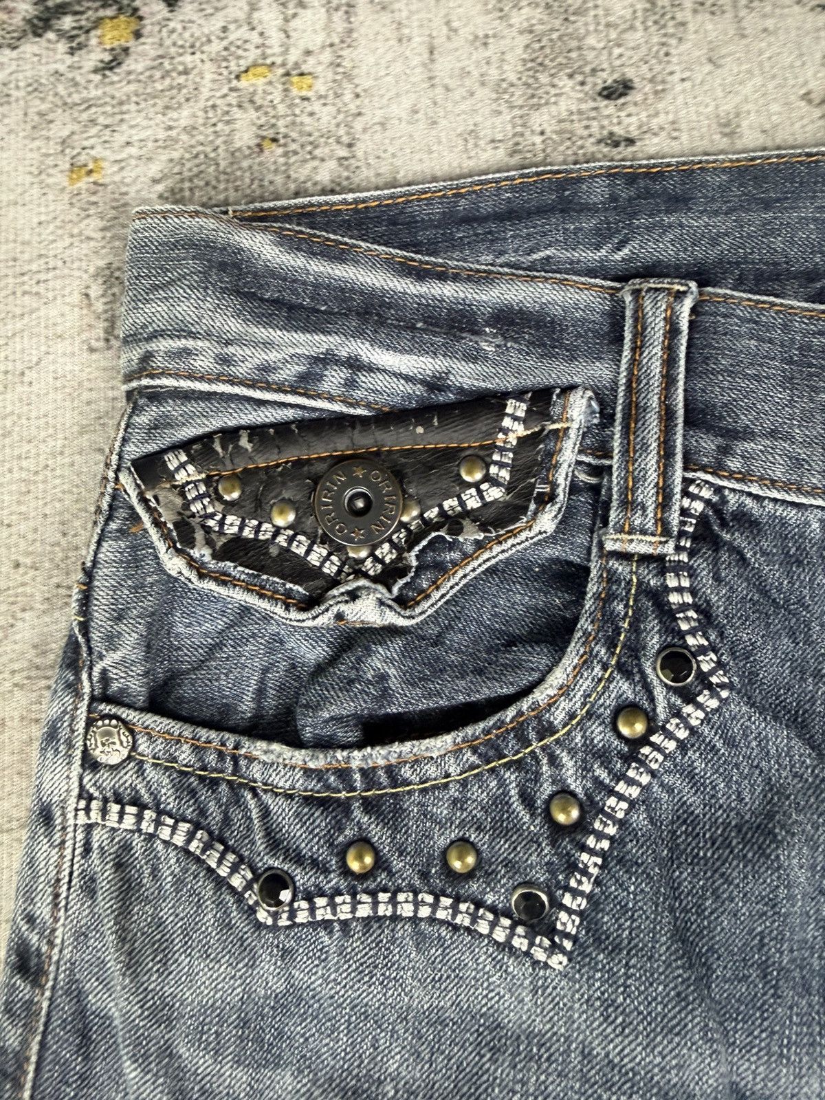 semanticdesign Rare 90s Oririn Studded Flared Mudwash Jeans Size US 31 - 4 Thumbnail