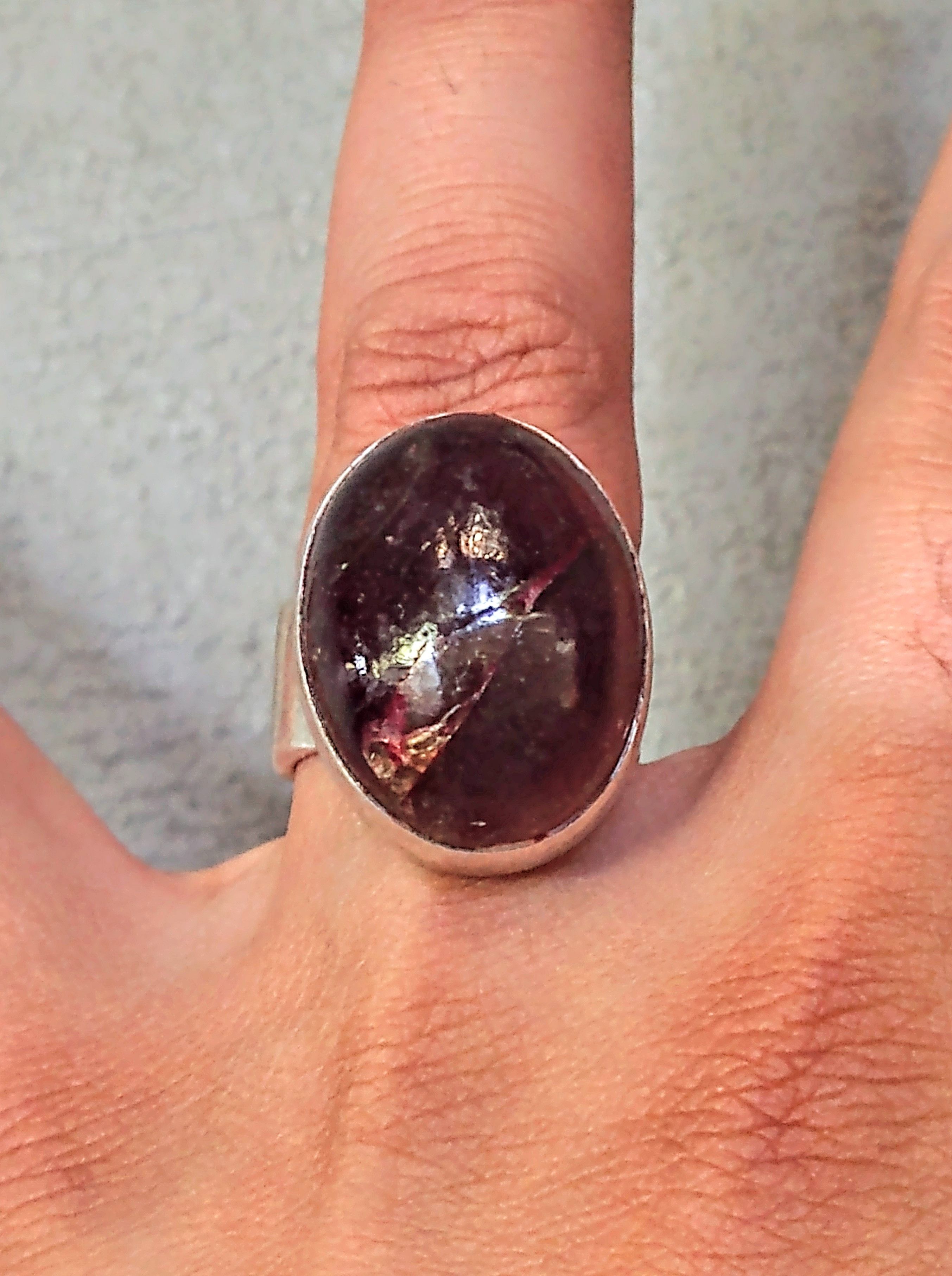Jewelry Vintage Sterling Silver Ring Size 8 Amber Brown Oval Modern Size ONE SIZE - 10 Thumbnail