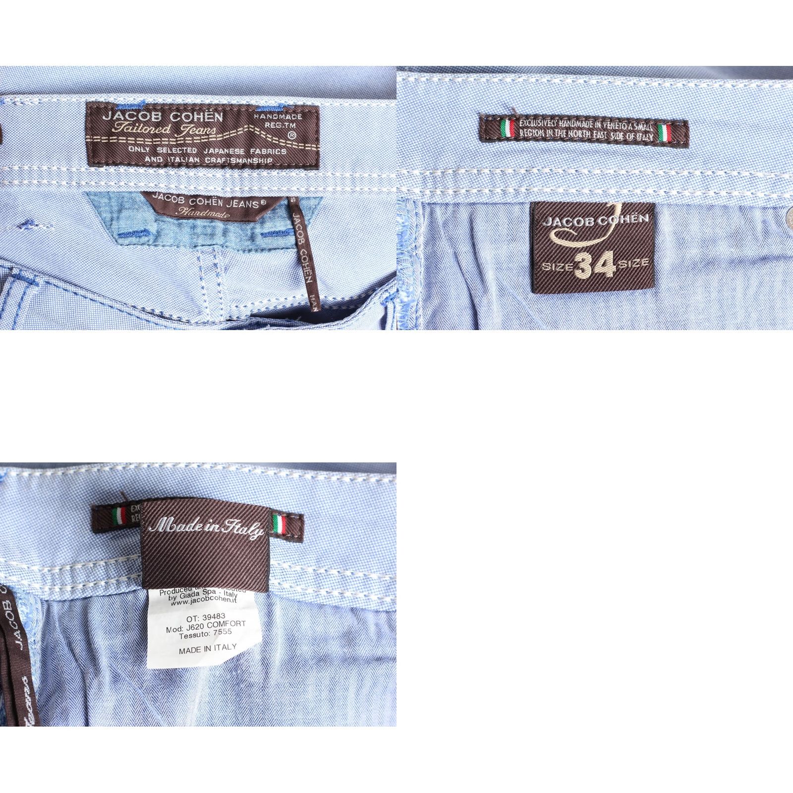 Jacob Cohen JACOB COHEN J620 Comfort Stretch Trousers Men 34x28 Blue Casual Slim Pockets Logo DZ4487 Size US 34 / EU 50 - 8 Thumbnail