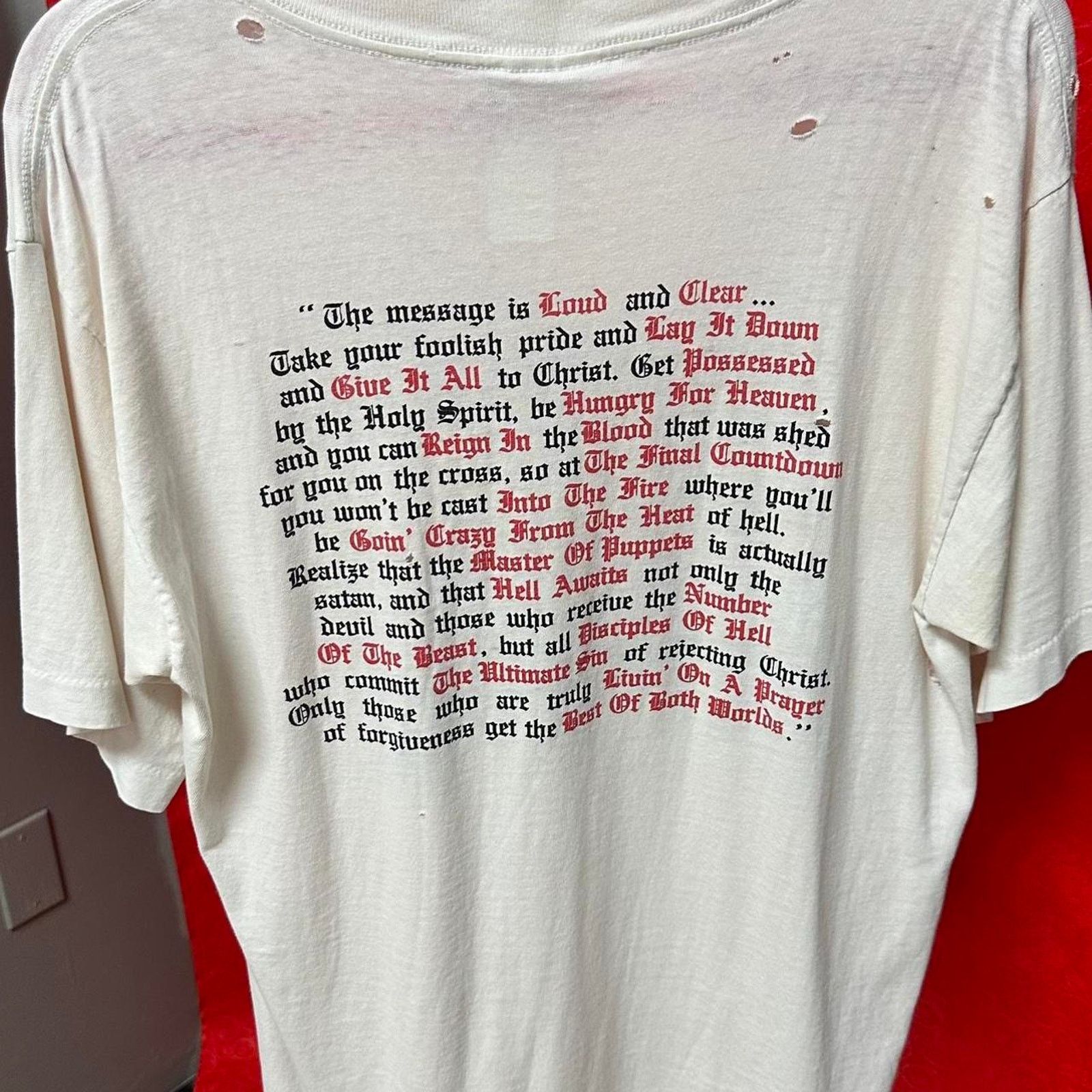 Vintage Vintage 1987 “Heavenly Metal” Christian Living Epistles tee Size US L / EU 52-54 / 3 - 6 Thumbnail