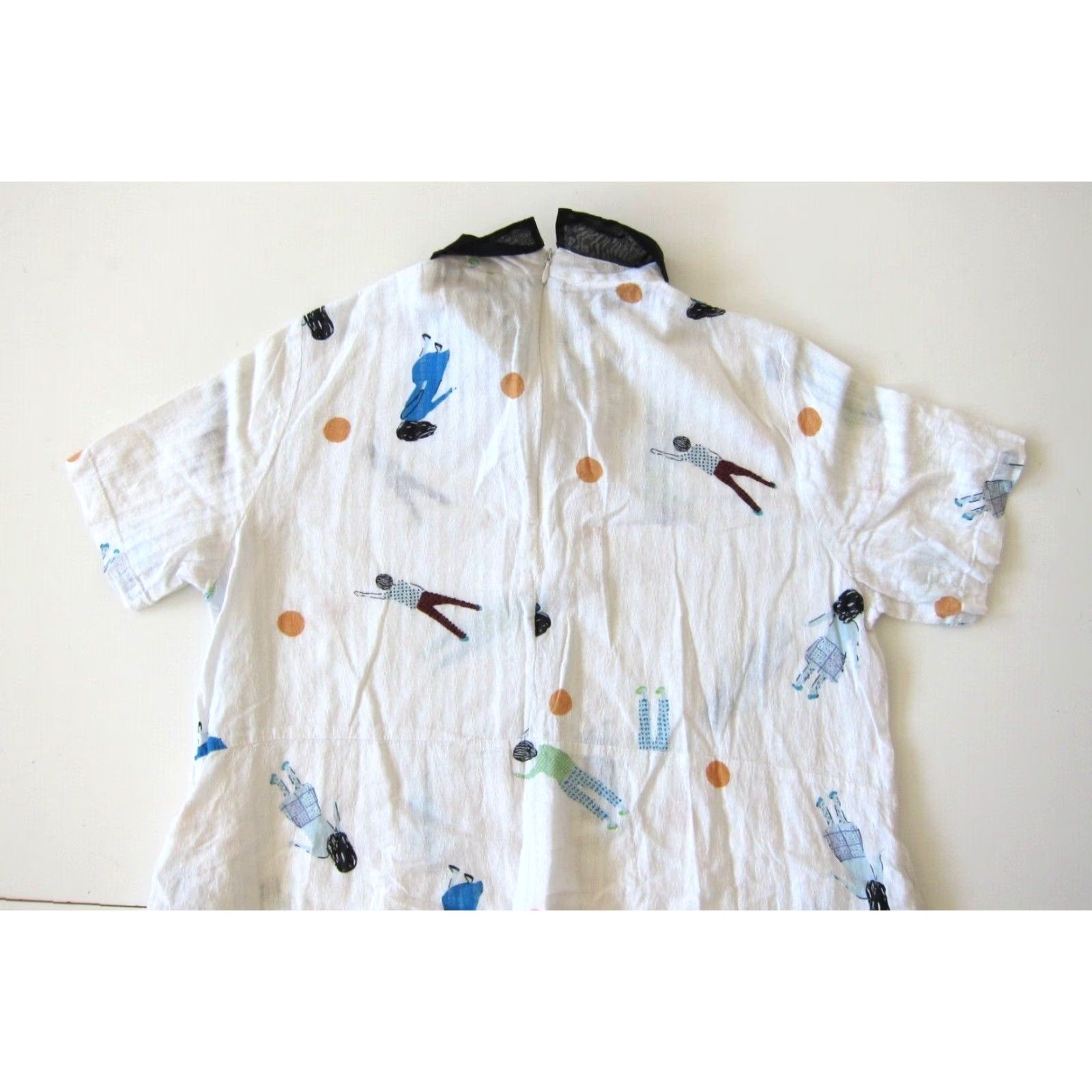 Vintage TRCP Shirt Dress M-L White Cotton Pocket Short Sleeve Collared Knee Length Women Size M / US 6-8 / IT 42-44 - 7 Thumbnail