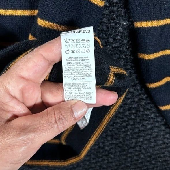 Springfield Springfield Sweater Navy Blue Striped Crewneck XL Mens Knit Pullover Casual Classic All Seasons Cotton Knit Navy Blue Size US XL / EU 56 / 4 - 6 Thumbnail