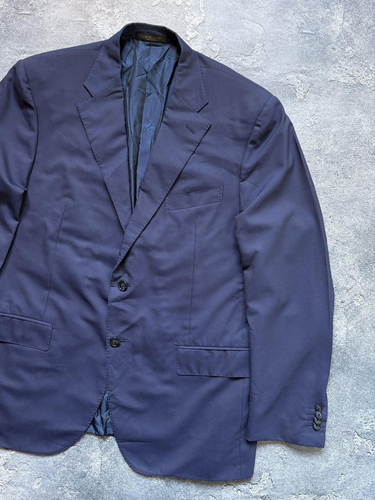 Corneliani Vintage Corneliani Luxury Virgin Wool Blue Blazer Jacket Size 52R - 3 Thumbnail