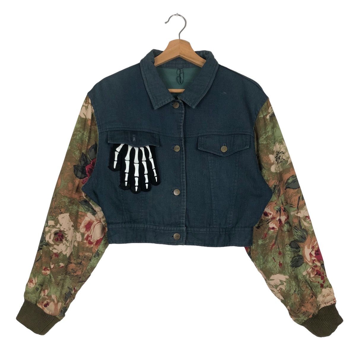 Japanese Brand 🔥90’s Rare Cropped Jacket Ball Donna Japan Floral Sleeve Size M / US 6-8 / IT 42-44 - 2 Thumbnail