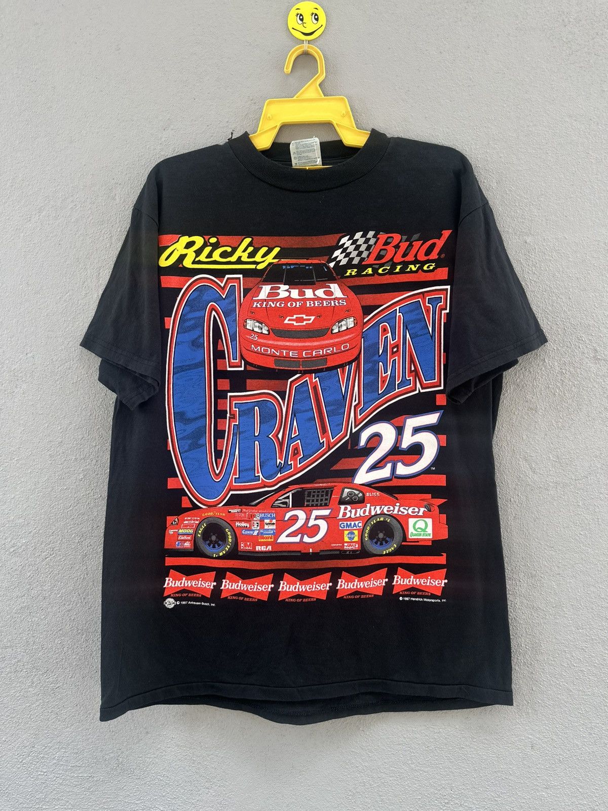 NASCAR Vintage 90s Ricky Graven Bud Racing Backhit Faded Tee Size US L / EU 52-54 / 3 - 1 Thumbnail