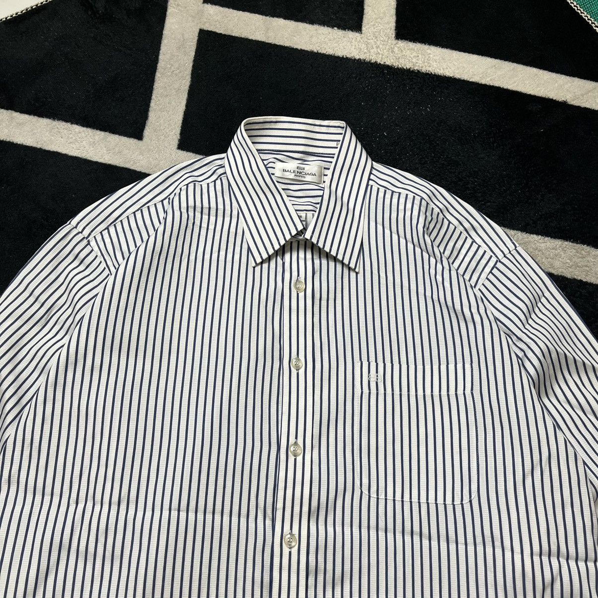Balenciaga Vintage Balenciaga Paris striped Button Up Shirt Size US L / EU 52-54 / 3 - 3 Thumbnail