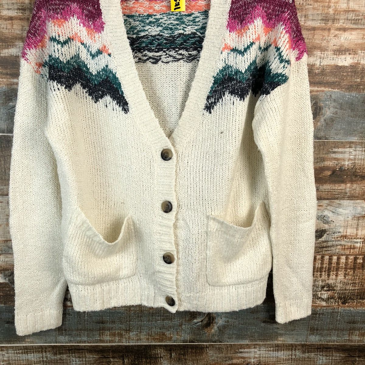 Japanese Brand Free Fusion White Cardigan Knitwear #A1541 Size US M / EU 48-50 / 2 - 6 Thumbnail
