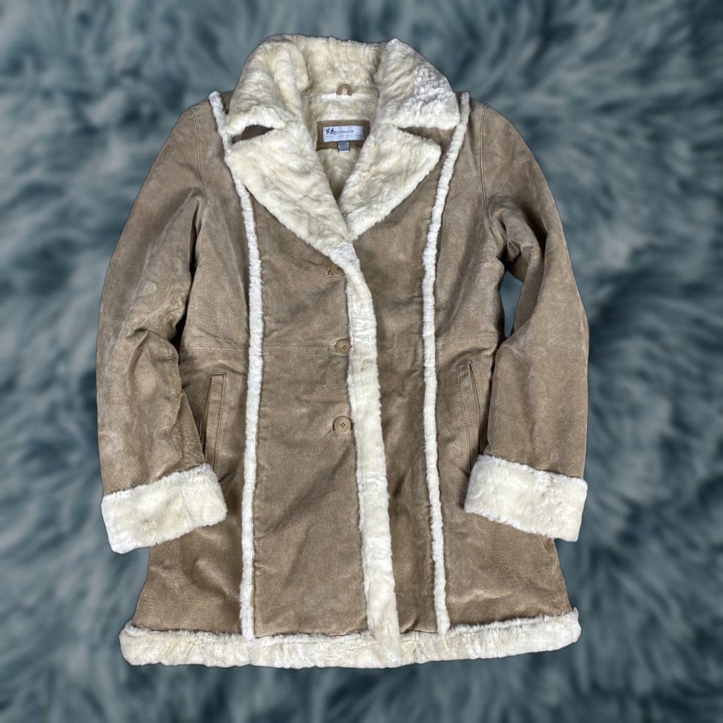 VINTAGE Colebrook Leather Jacket Woman M Tan Brown Suede Lined Coat Size M Women Leather Jacket Coat