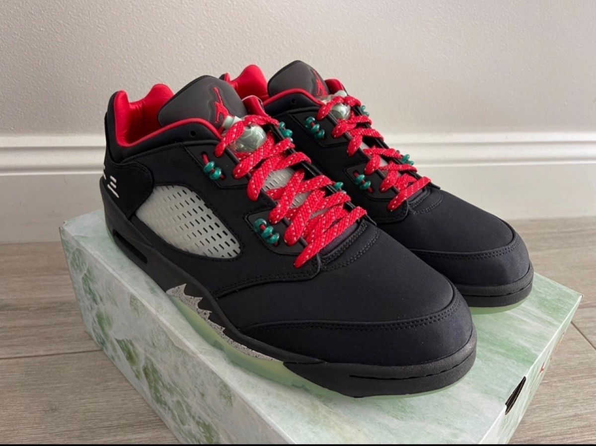 CLOT × Jordan Brand Air Jordan 5 Retro Low CLOT Classic Jade Fire Red Silver 12 Size US 12 / EU 45 - 4 Thumbnail