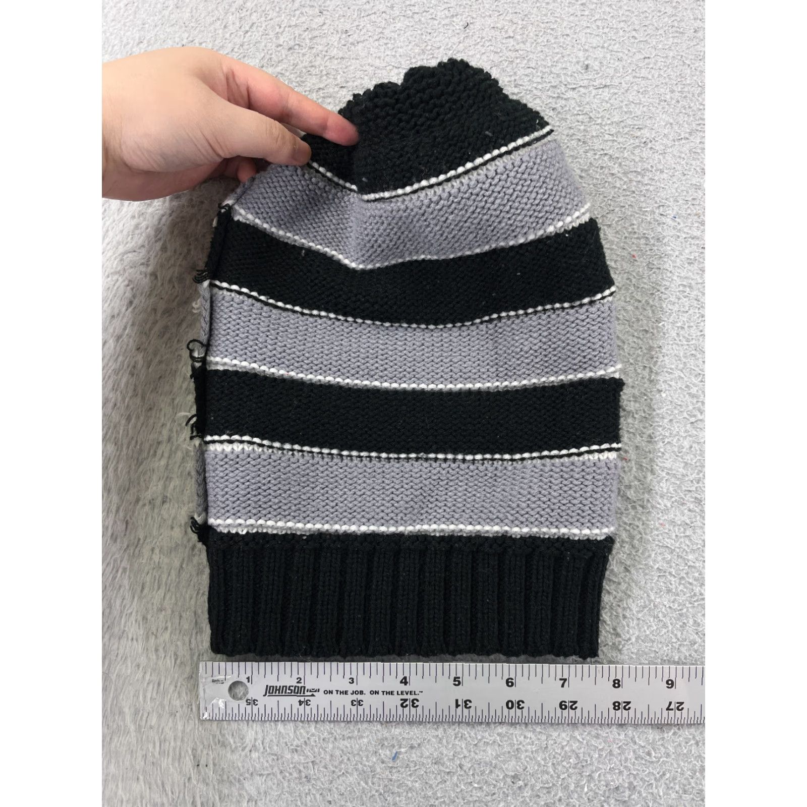 Vintage Family Dollar Beanie Hat Adult One Size Black Knit Striped Acrylic Outdoor Ski Unisex Size ONE SIZE - 6 Thumbnail