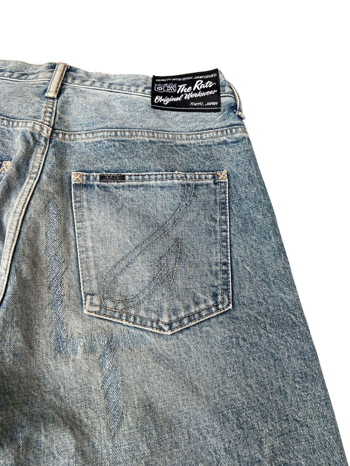 RATS JAPAN Vintage Rats Japan Distress Thick Denim Selvedge Jeans Size US 31 - 18 Thumbnail