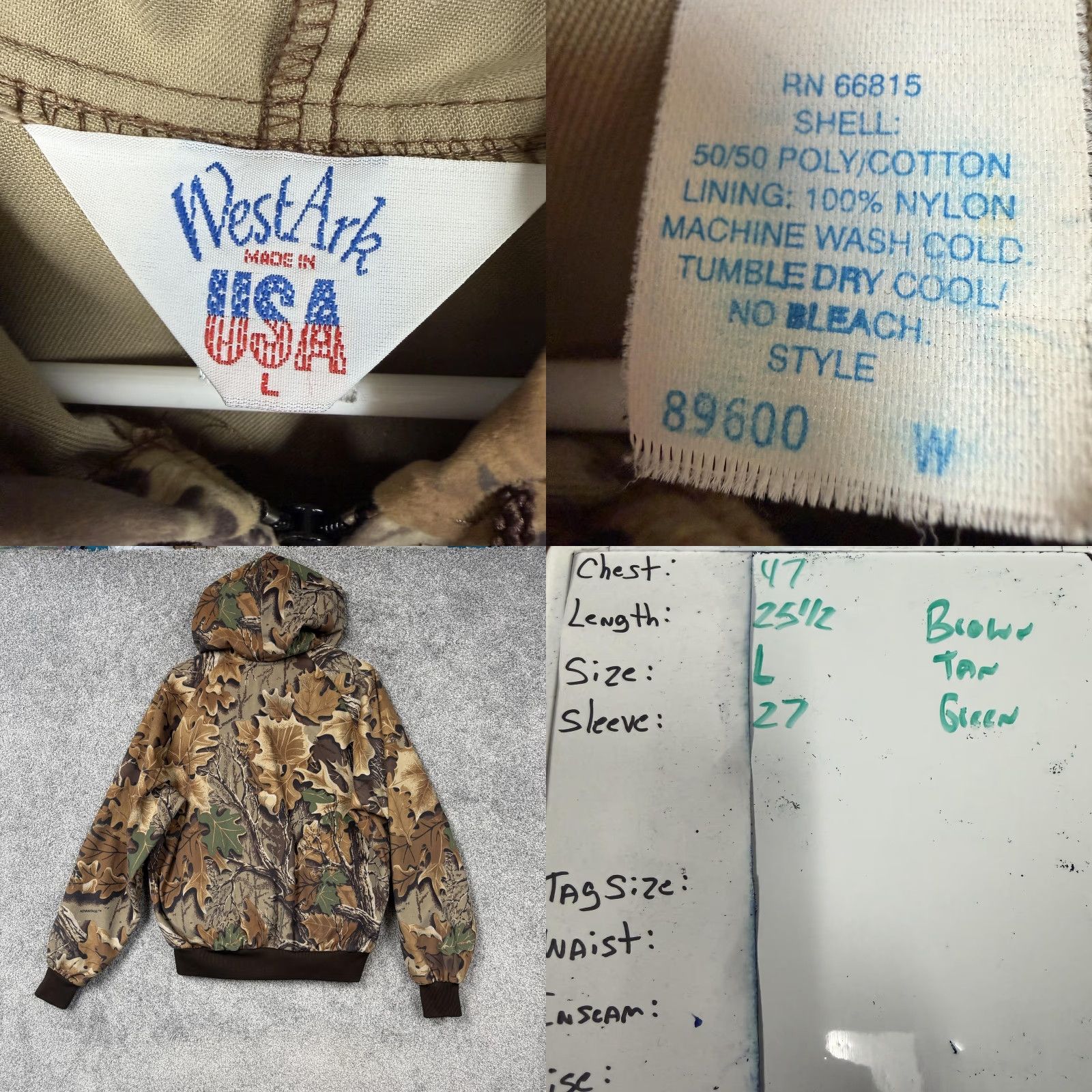 Vintage VINTAGE WestArk Jacket Mens L Brown Camo Hooded Bomber Full Zip USA 90s Nature Outdoor Camouflage Size US L / EU 52-54 / 3 - 8 Thumbnail
