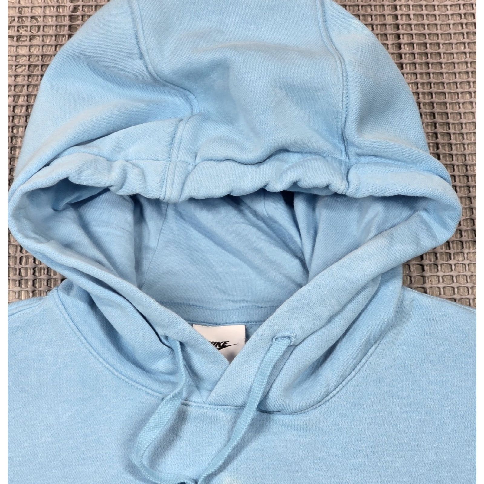 Nike Sportswear Club Fleece L Hoodie Big Spell Out Logo Heather Blue Drawstring Mens L Hoodie