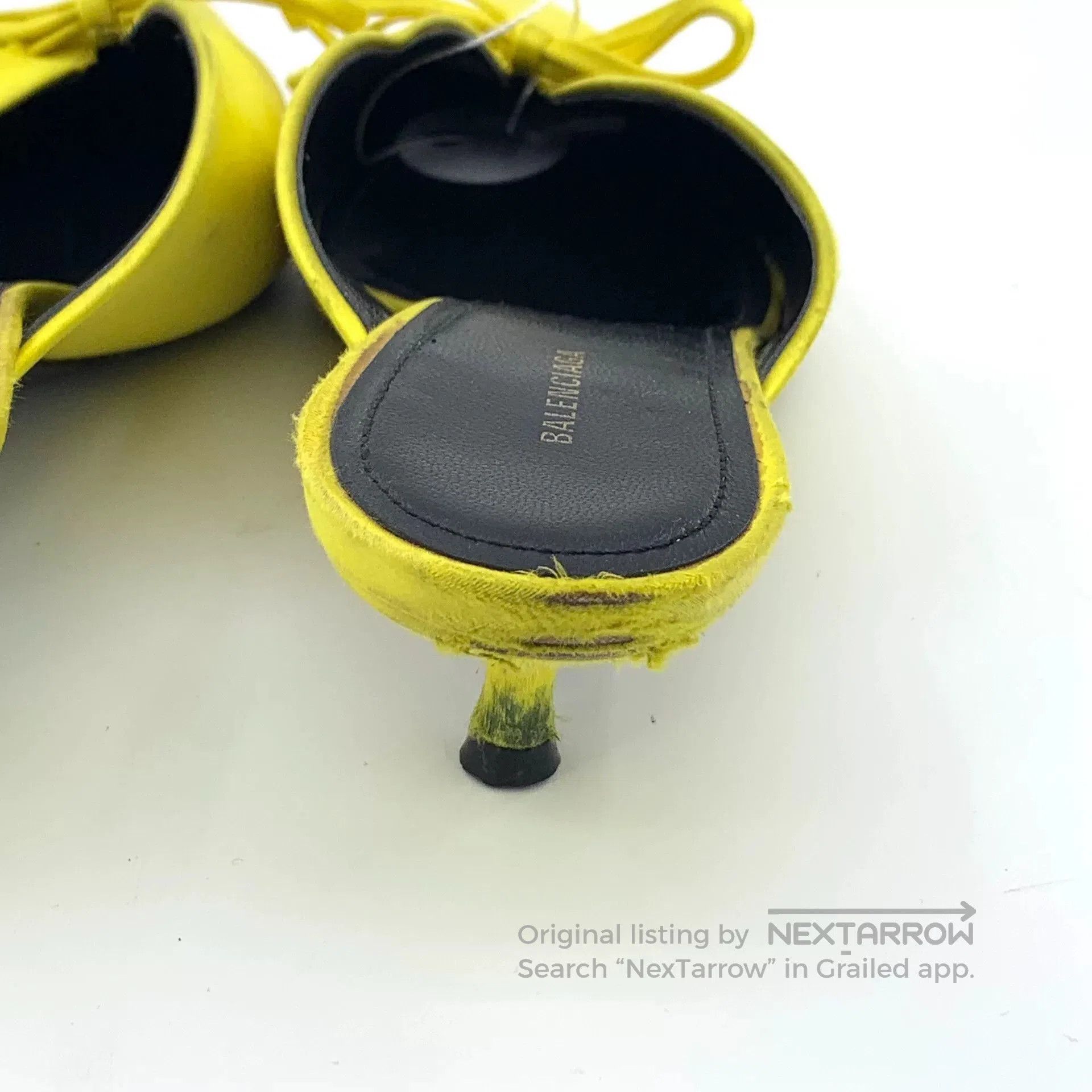 Balenciaga Balenciaga Yellow Satin Bow Low-Heel Mules. Size US 4 / IT 34 - 9 Thumbnail