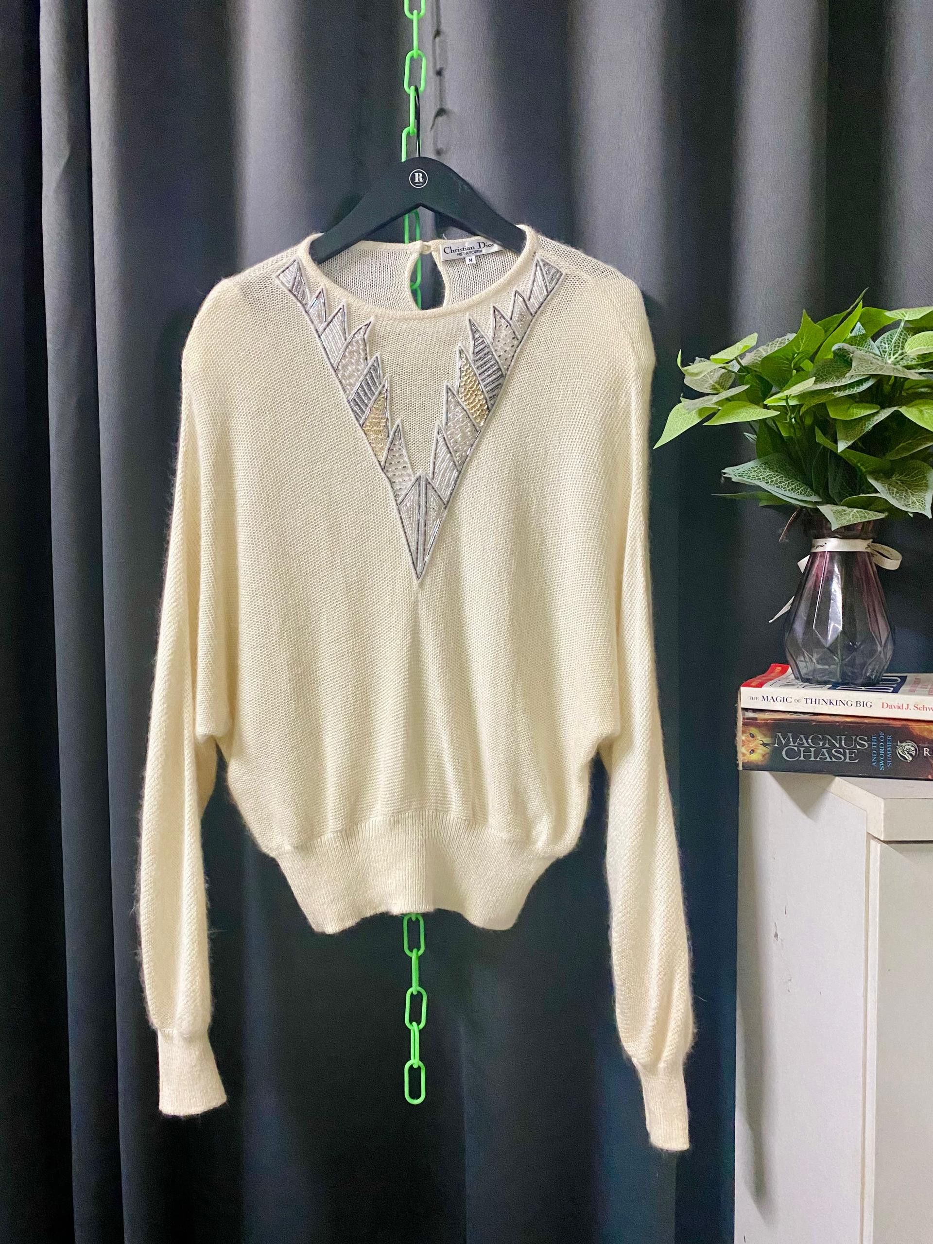 Christian Dior Monsieur × Designer × Homespun Knitwear CHRISTIAN DIOR BEADED KNITWEAR Size M / US 6-8 / IT 42-44 - 1 Thumbnail