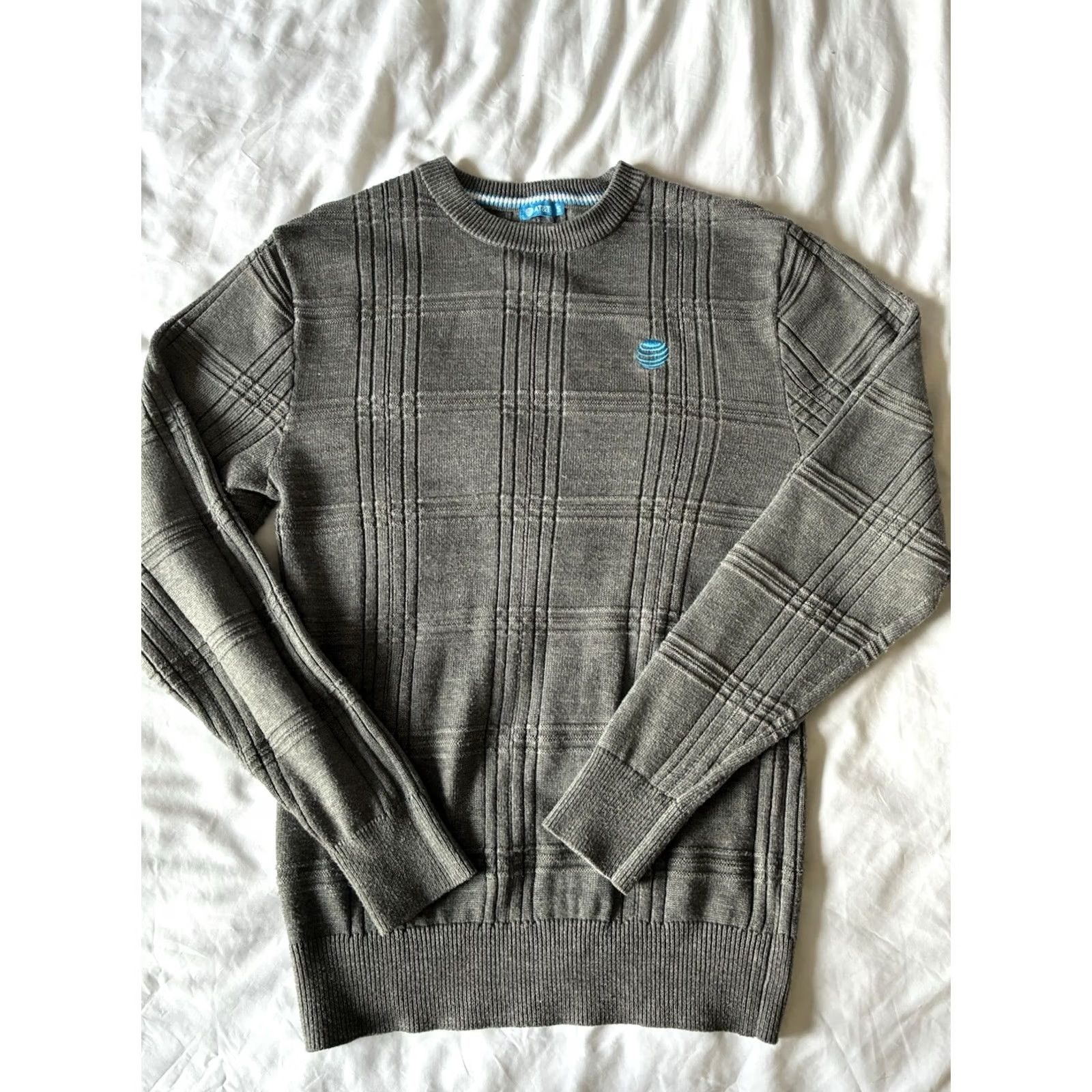 Vintage AT&T Logo Sweater Pullover | Men’s S | Gray Knit Crew Neck Long Sleeve Workwear Casual Pullover Shirt Size US S / EU 44-46 / 1 - 2 Thumbnail