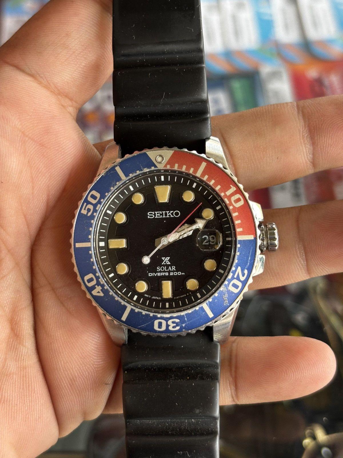 Seiko SEIKO V147-0AB0 Solar Titanium Men's Watch Black Dial (JDM