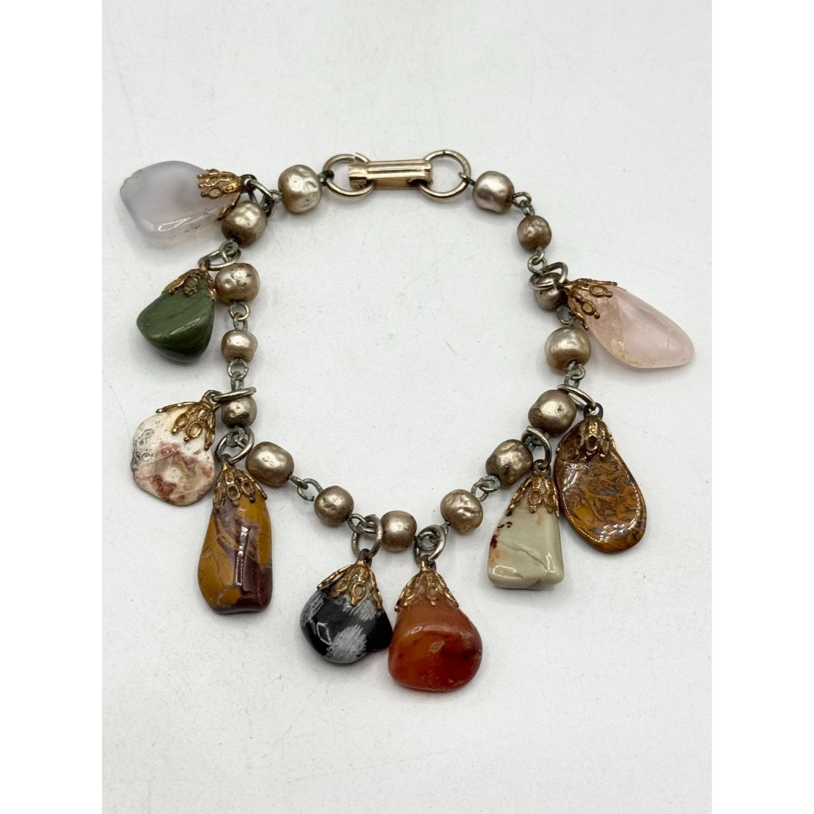 Vintage Vintage stone and pearl chain charm bracelet Size ONE SIZE - 4 Thumbnail
