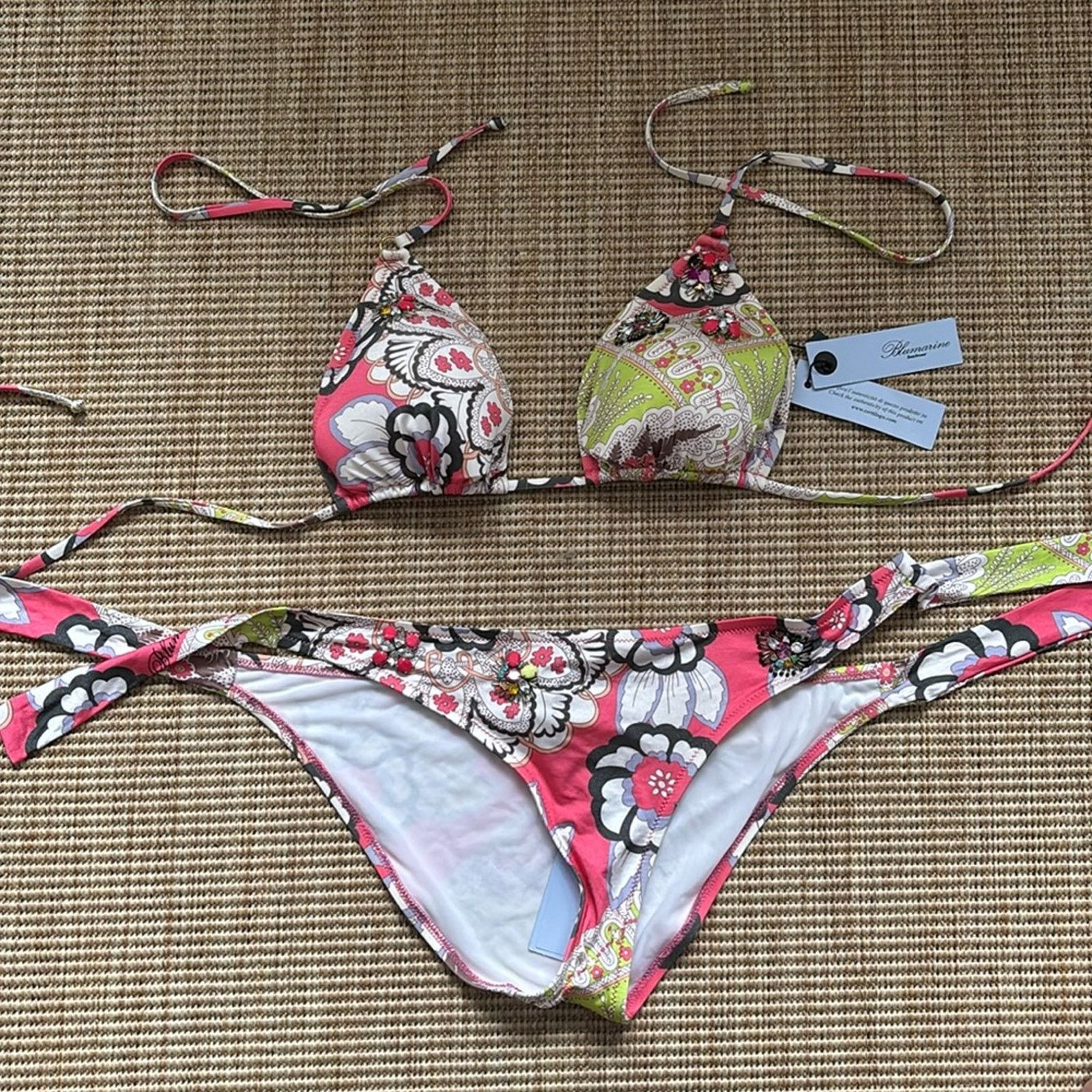 Blumarine NWT Blumarine Floral Bikini Set in Pink and Green Size L Size ONE SIZE - 1 Thumbnail