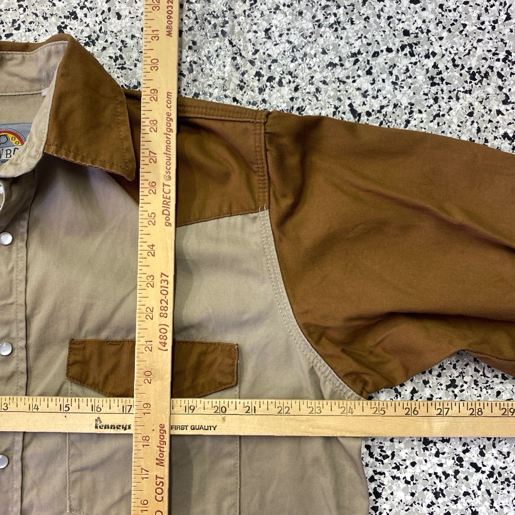 Vintage Cowboy Work Wear Shirt Mens M/L Tan Cotton Pearl Snap Western Workwear Snap Front Button-Up Size US M / EU 48-50 / 2 - 3 Thumbnail
