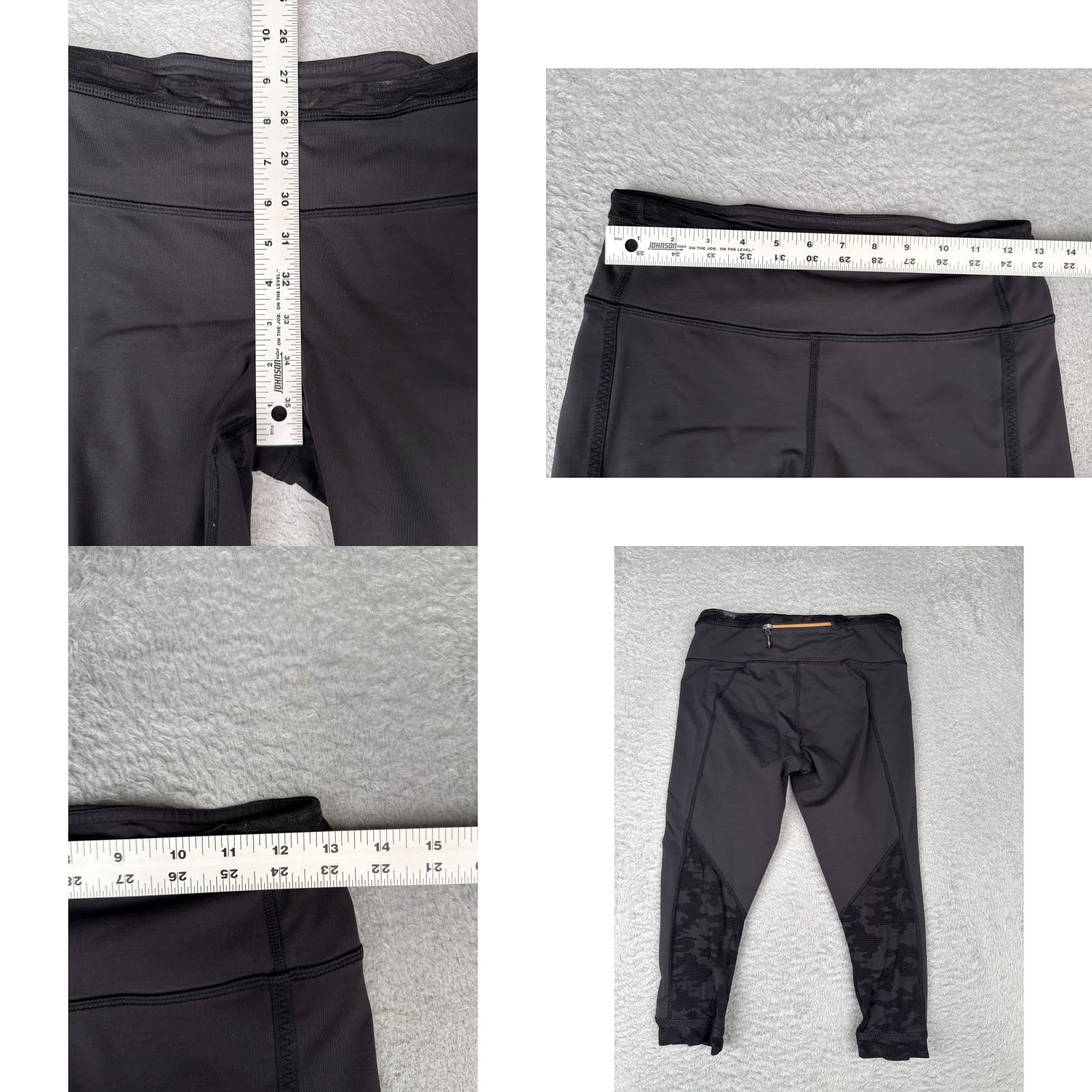 Lululemon Pants Womens 6 Black Camo Cropped Straight Leg Pockets Yoga Activewear Read Me