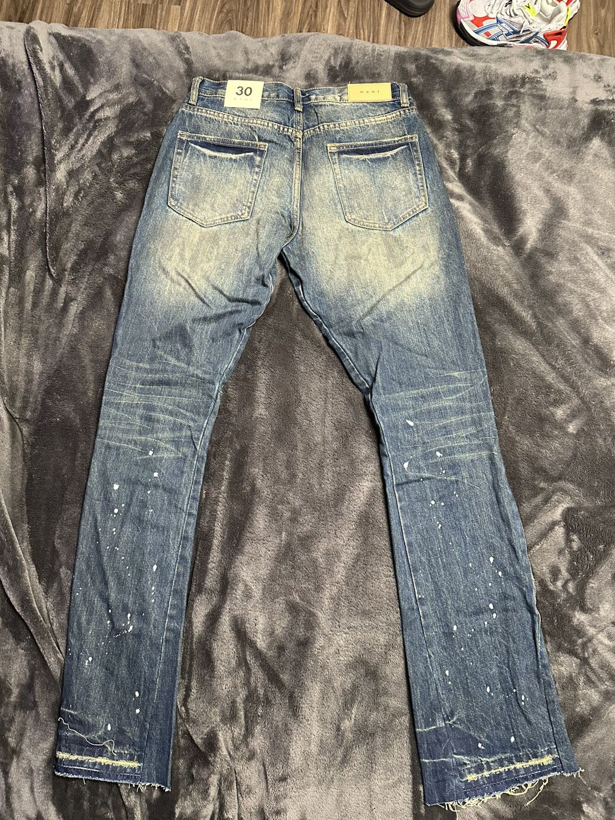 MNML Blue washed paint splatter mnml jeans Size US 30 / EU 46 - 2 Thumbnail