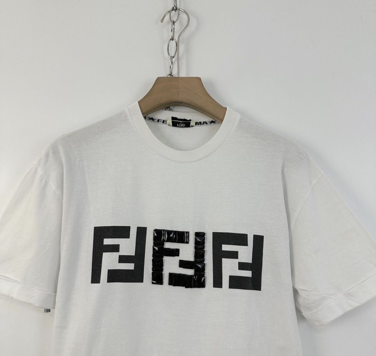 Fendi Fendi White Classic Double F Crystal Logo Short Sleeve K12 Size US XS / EU 42 / 0 - 3 Thumbnail