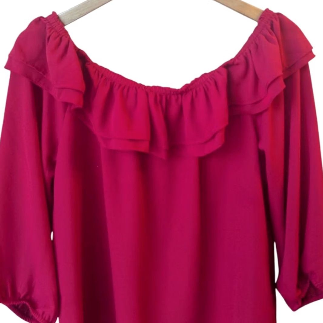 J.Crew J. Crew Mercantile Blouse Pink Off the Shoulder 3/4 Sleeve Ruffle Womens M Blouse Size M / US 6-8 / IT 42-44 - 3 Thumbnail